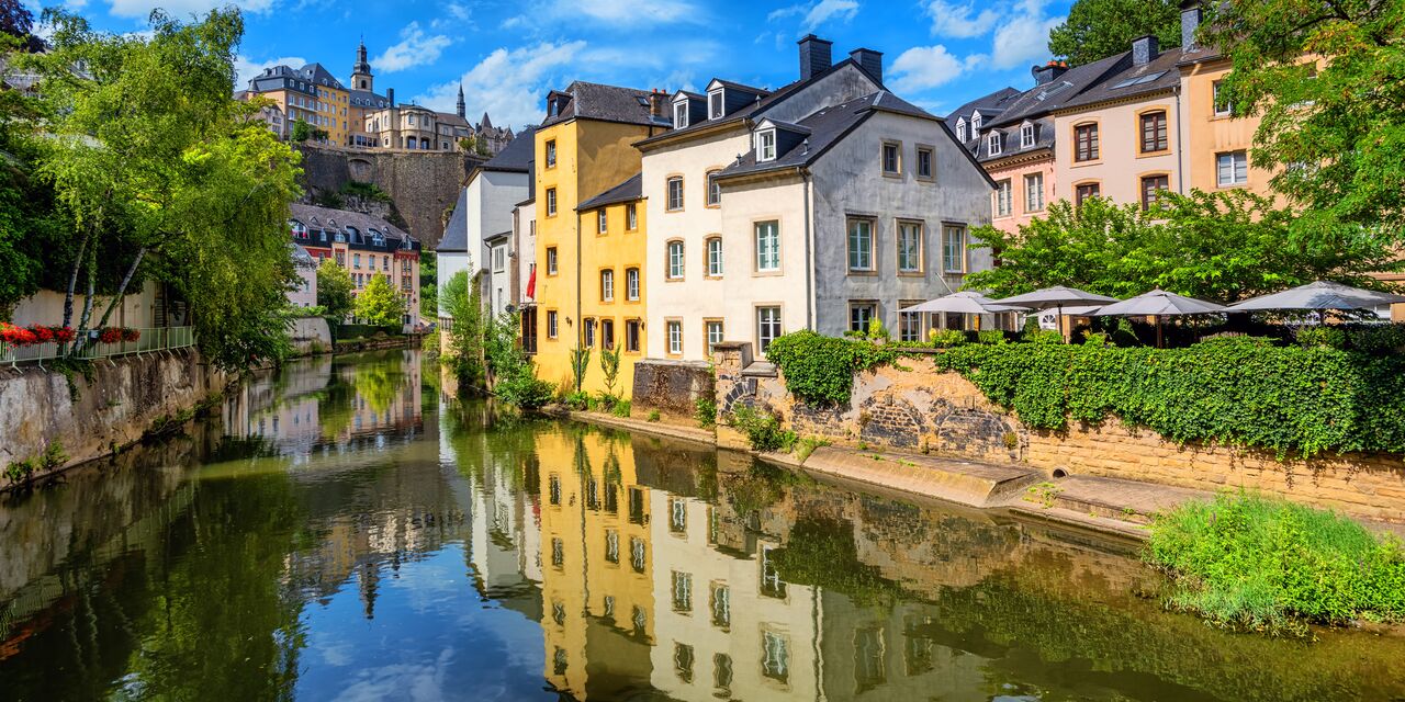 Colourful waterfront houses
