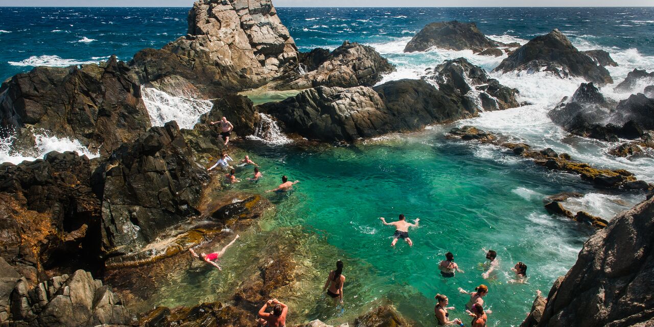 Natural pool among the rocks in Arikok National Park