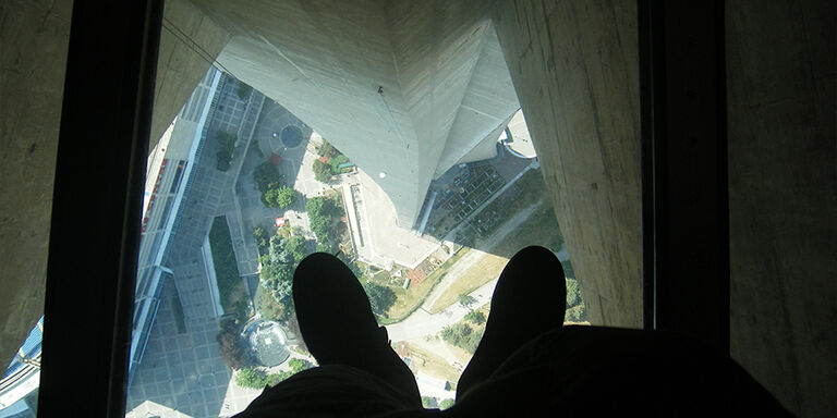 The view through the glass floor