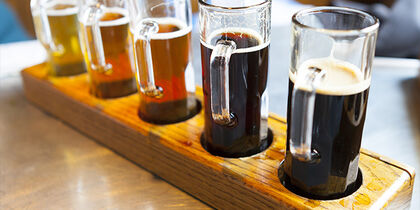 Tray of dark ‘hvidtøl’ beer