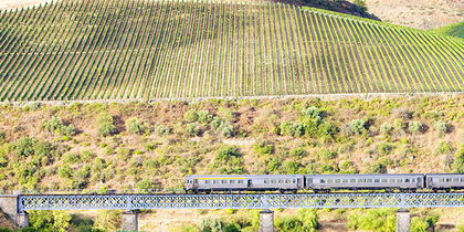 Panoramic train ride through the Douro valley