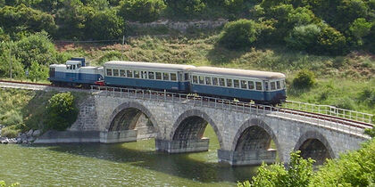 Special train on the Is Barrocus water reservoir