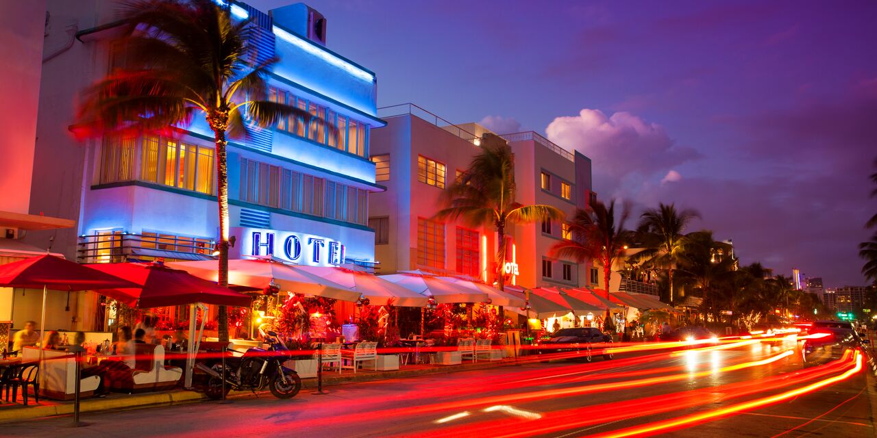 Luces de neón en Ocean Drive