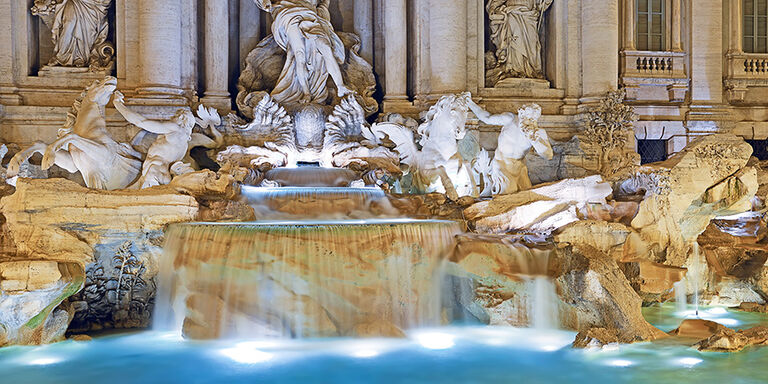 The clear water of the Trevi Fountain