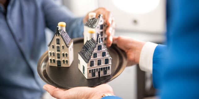 KLM houses on tray