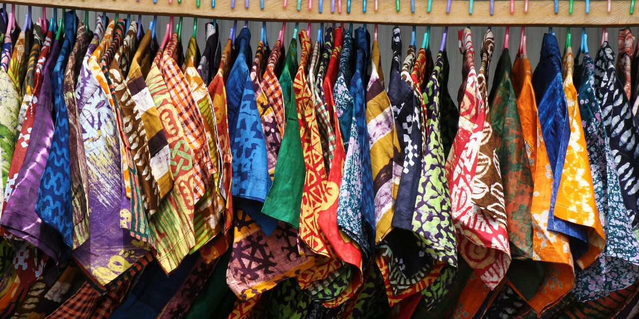 Colourful fabrics in the market 