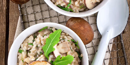 Risotto con champiñones y hierbas