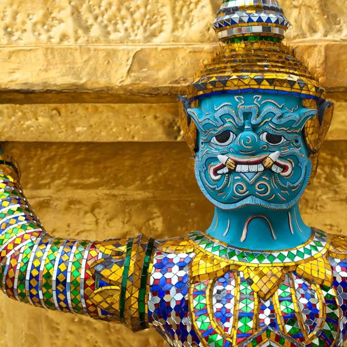 A mythical guard protects the palace