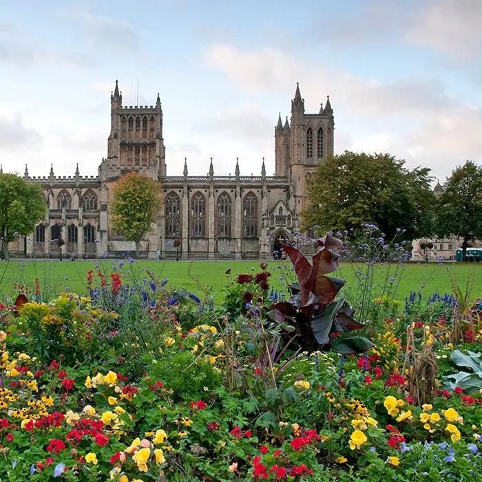The cathedral on College Green in the heart of Bristol