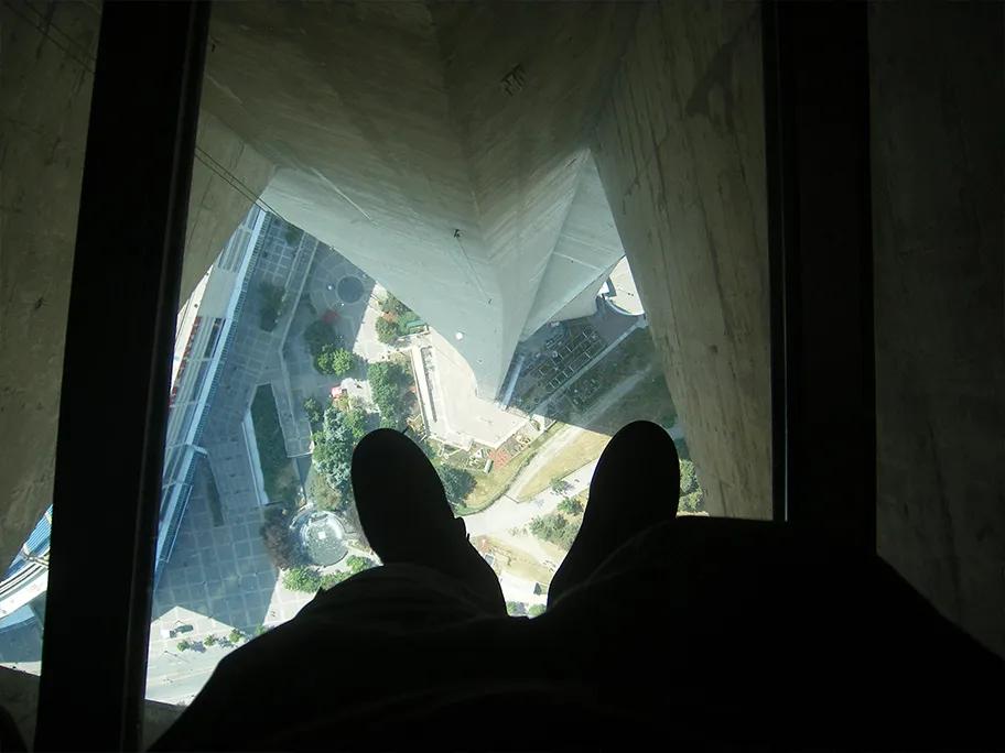 The view through the glass floor