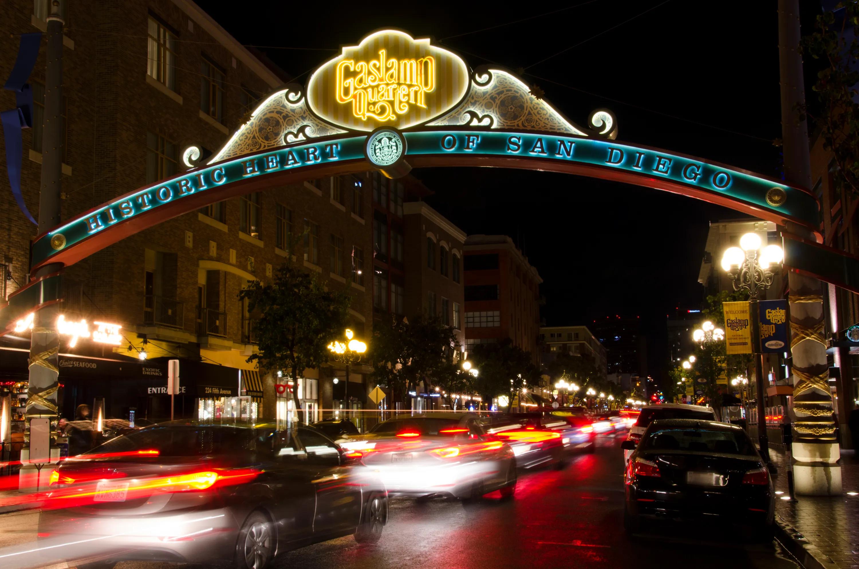The atmospheric Gaslamp Quarter
