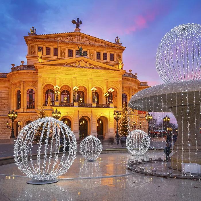 In winter the Alte Oper is beautifully illuminated