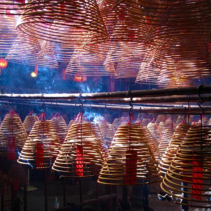 Incense spirals in the temple