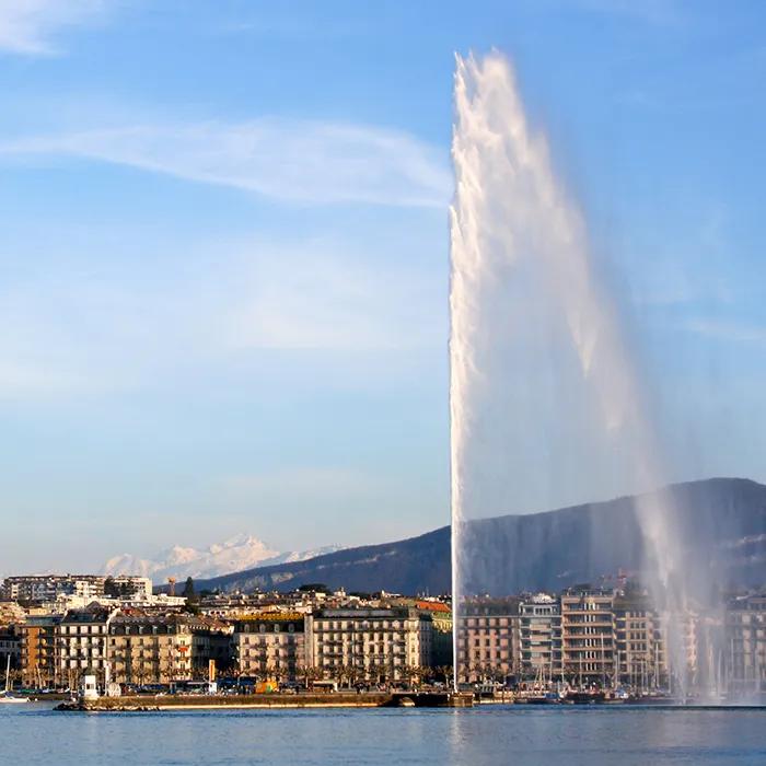 The fountain at sunset