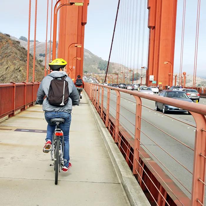 Biking over the bridge