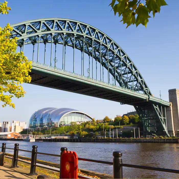 The Tyne Bridge and the sunny quay