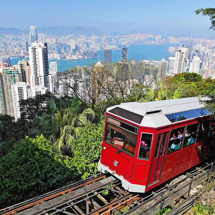 Iconic tram route to and from The Peak