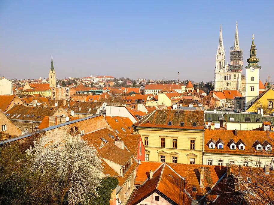 The cathedral towers over the city