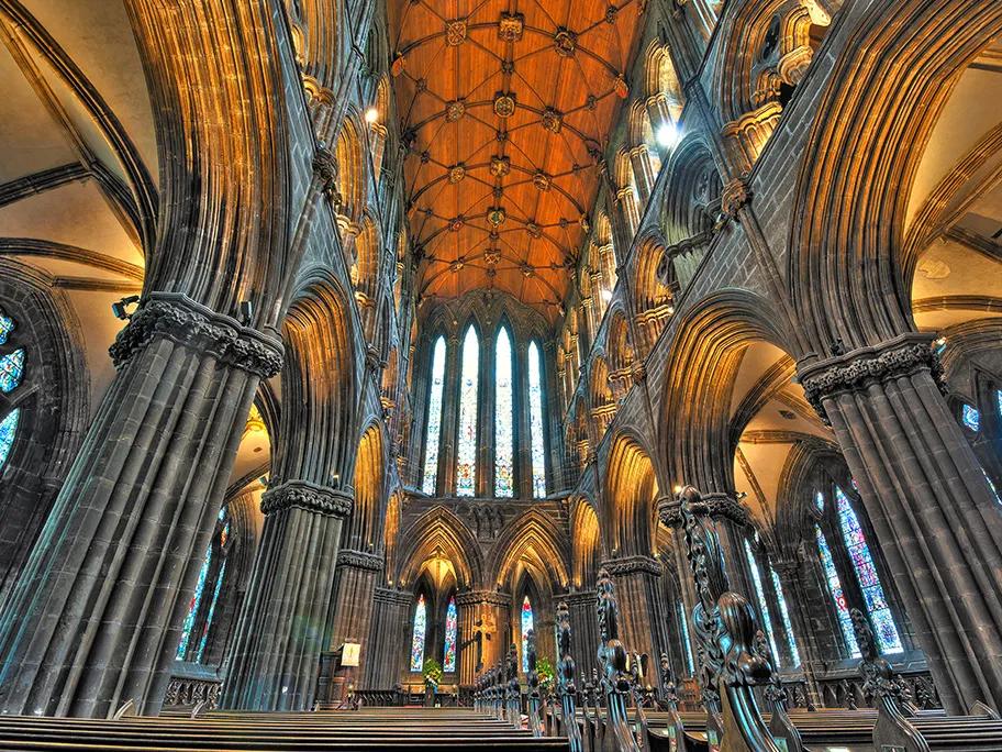 The 14th-century wooden ceiling