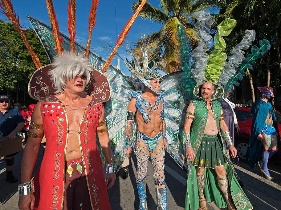 Partygoers in costumes at Fantasy Fest