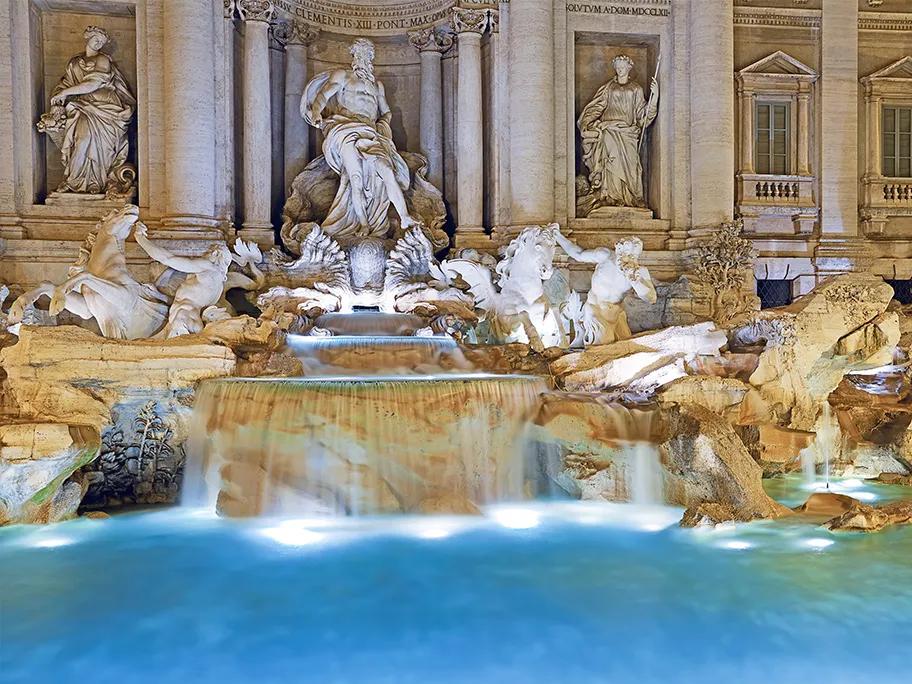 The clear water of the Trevi Fountain