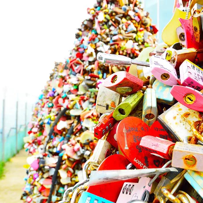 Love padlocks on the N Seoul Tower