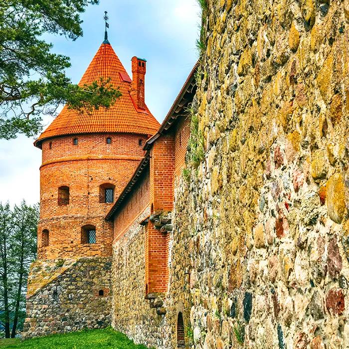 Thick castle walls surround the fort