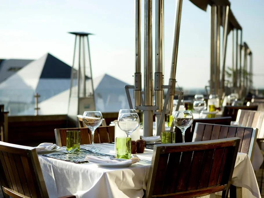 On the rooftop terrace of the Sun Bar