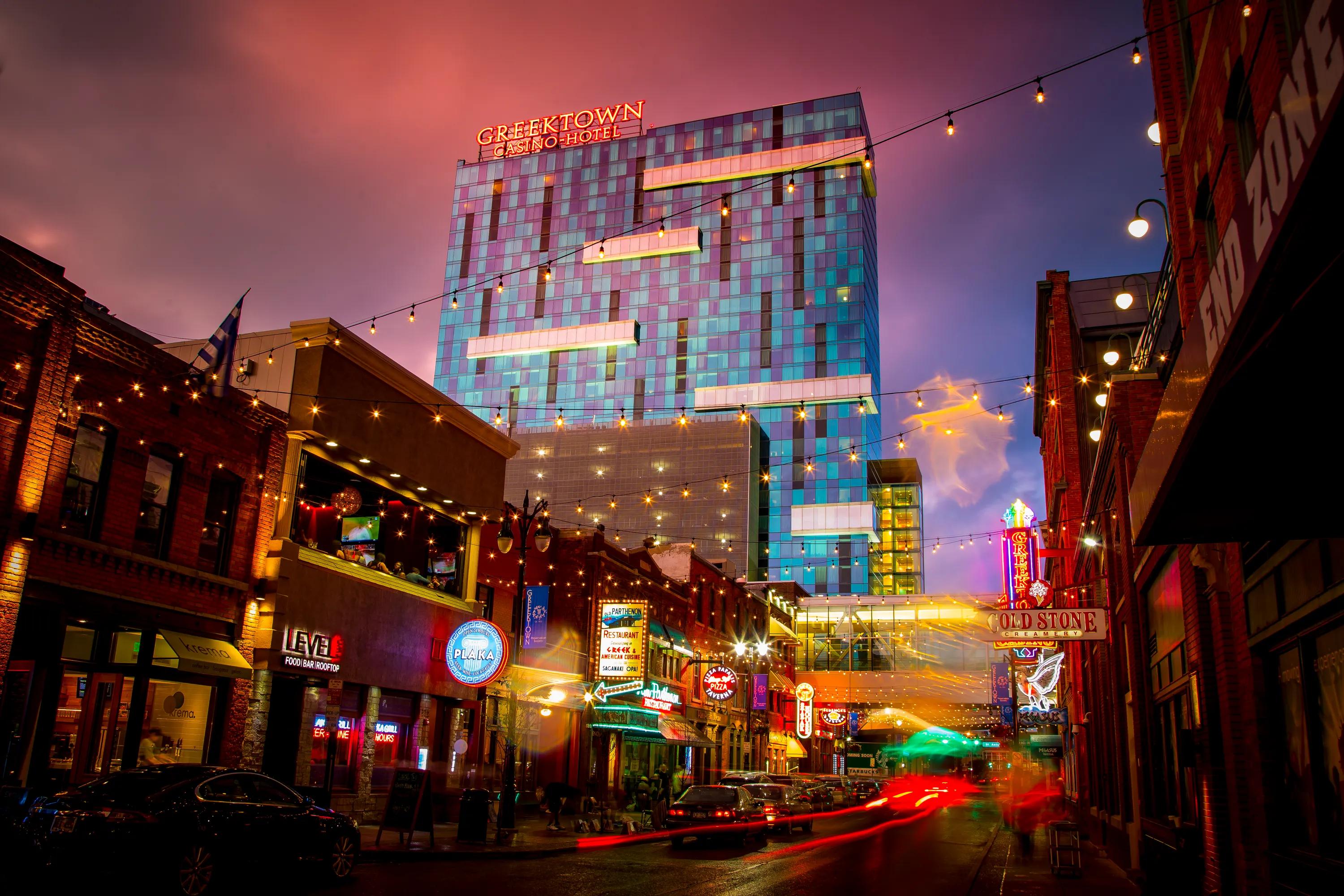 Greektown at night