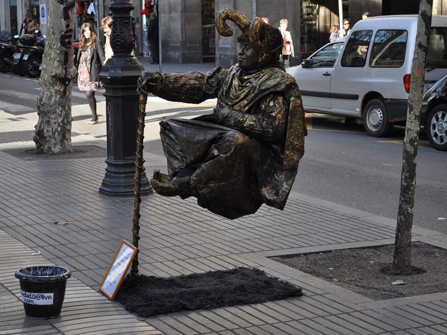 Street artist on Rambla de Sant Joseph