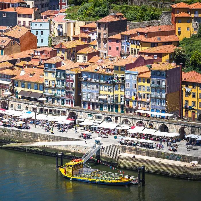 The colourful façades of Ribeira