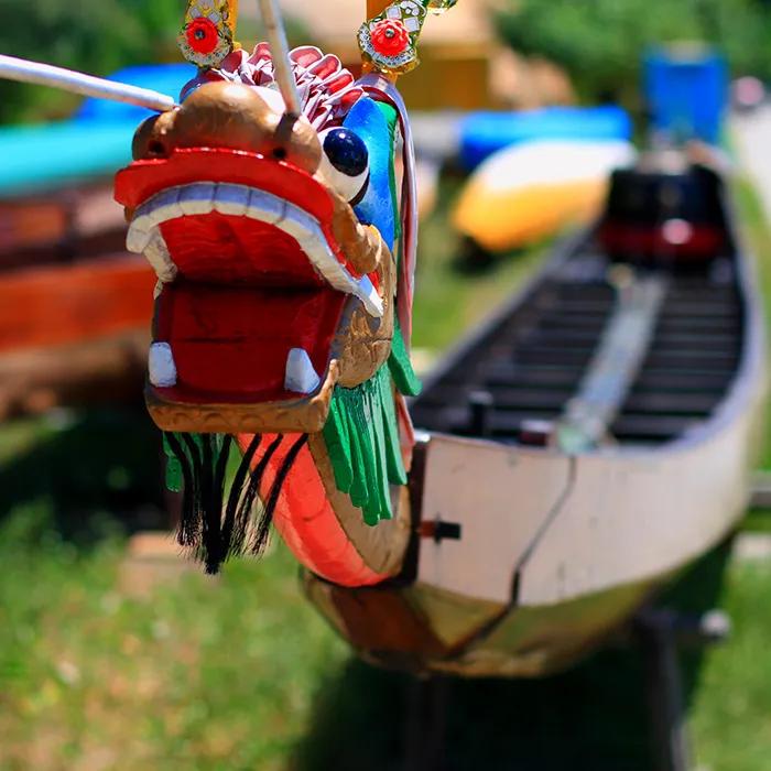 The bow of a dragon boat