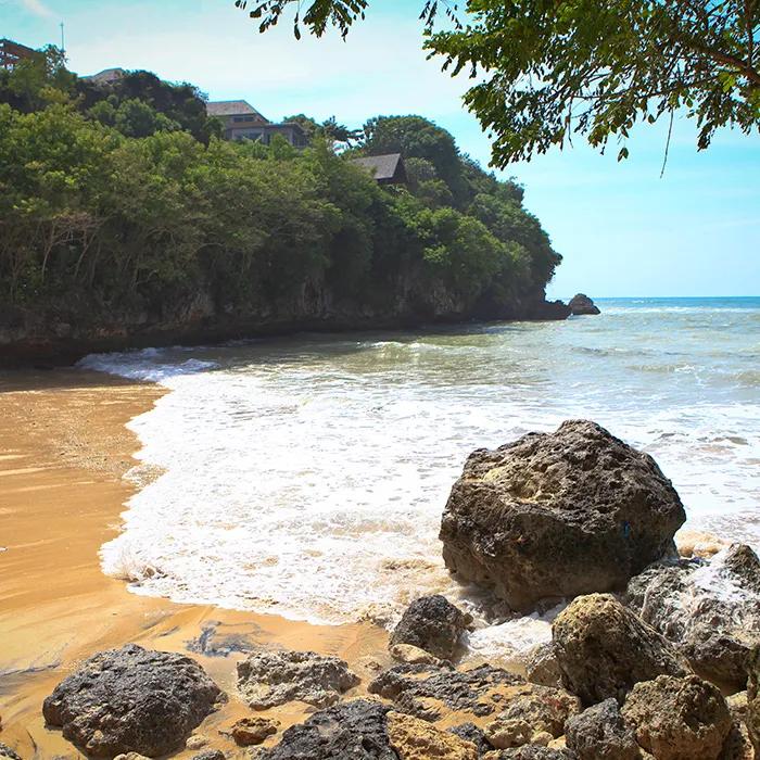 The rugged beach of Padang Padang