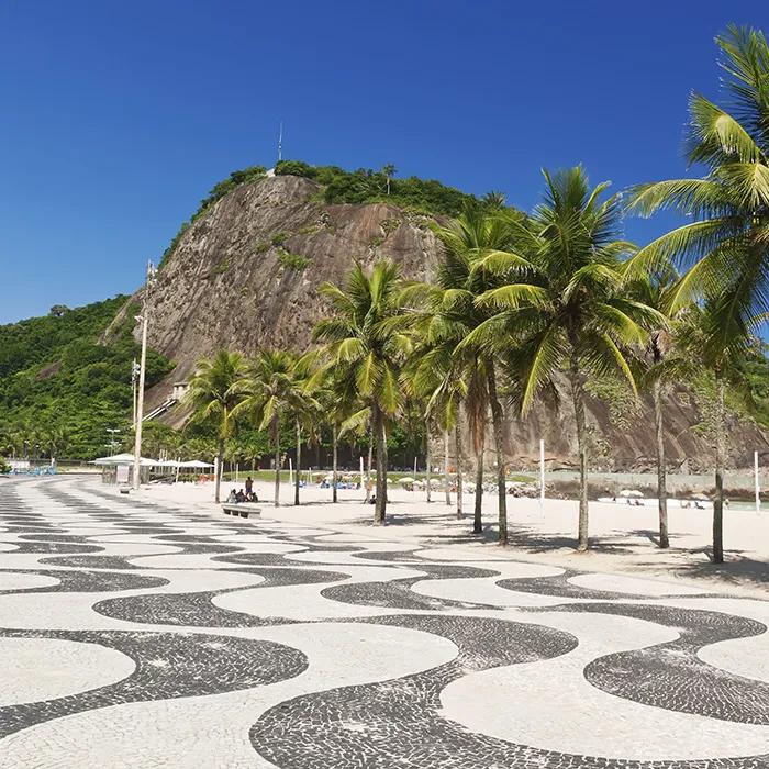 The wavy pavement pattern in black and white marble