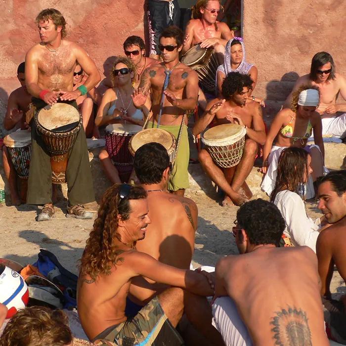 Sunday hippie party in Cala Benirràs